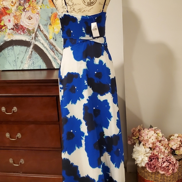 Banana Republic Women White & Blue Maxi Spaguetti Straps Dress Size 2. - Picture 2 of 6